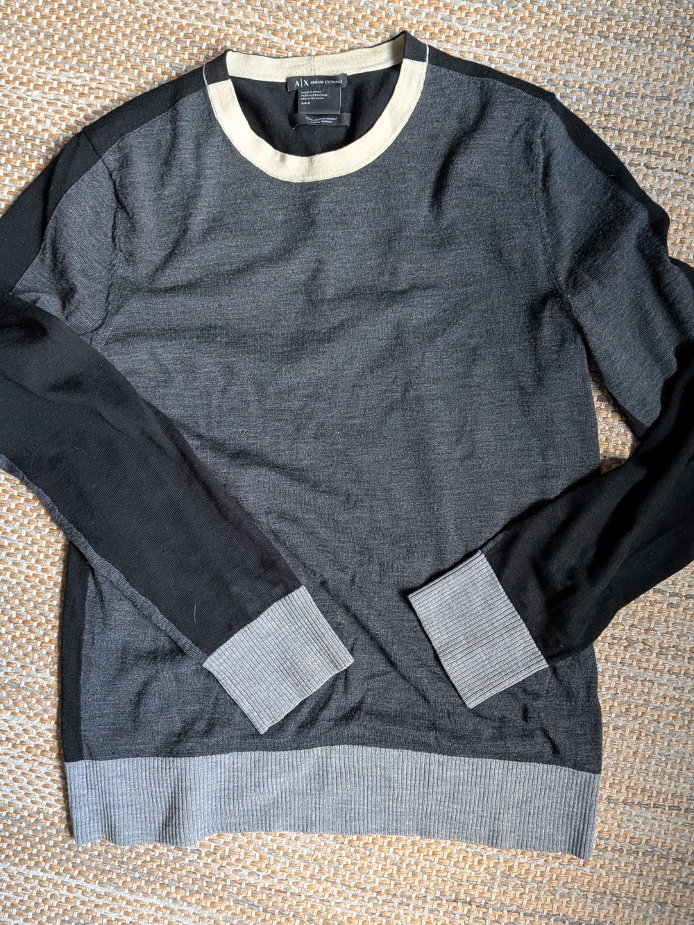 A|X Armani Exchange Grey & Black Colorblock Sweater